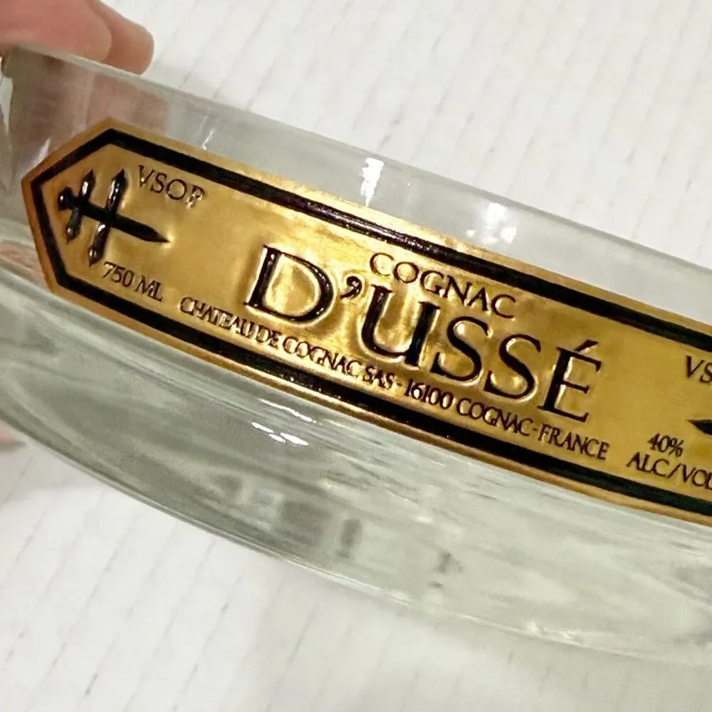 D'USSE Cognac V.S.O.P. Coaster Ashtray Catch All Dish Repurposed Vintage Glass